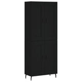 Highboard svart 69,5x34x180 cm konstruert tre