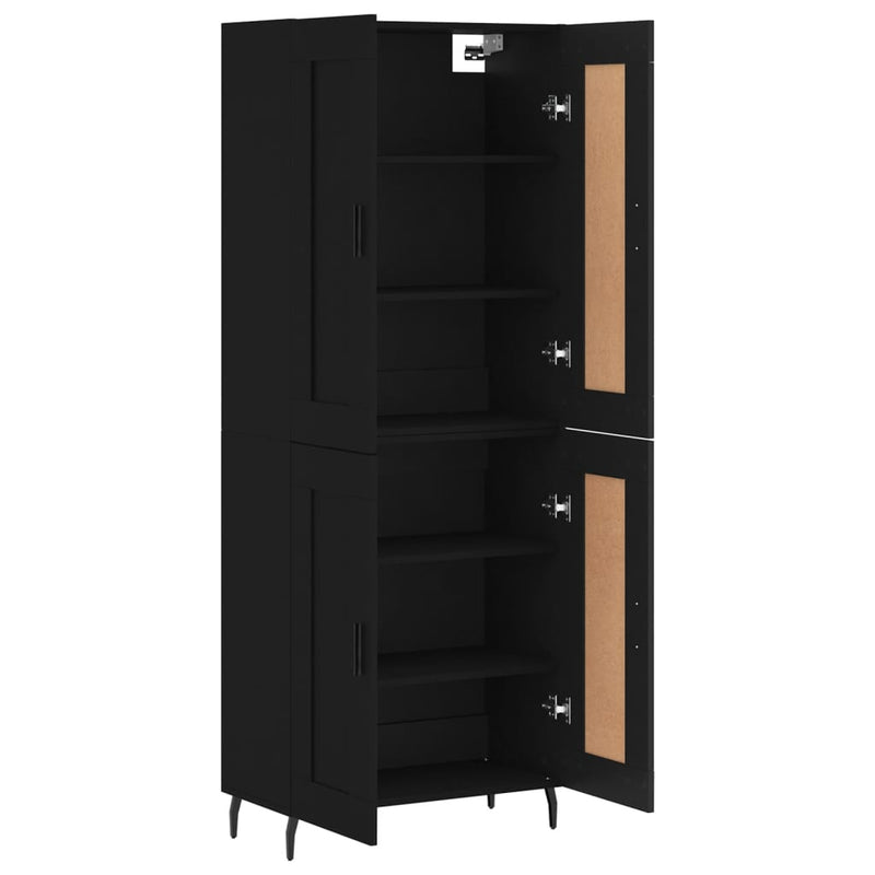 Highboard svart 69,5x34x180 cm konstruert tre