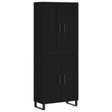 Highboard svart 69,5x34x180 cm konstruert tre