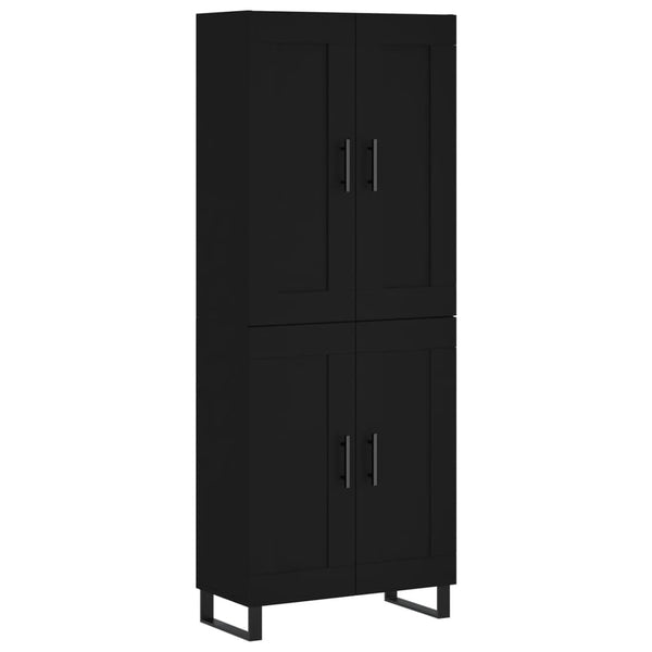 Highboard svart 69,5x34x180 cm konstruert tre