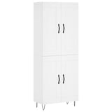 Highboard hvit 69,5x34x180 cm konstruert tre