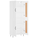 Highboard hvit 69,5x34x180 cm konstruert tre