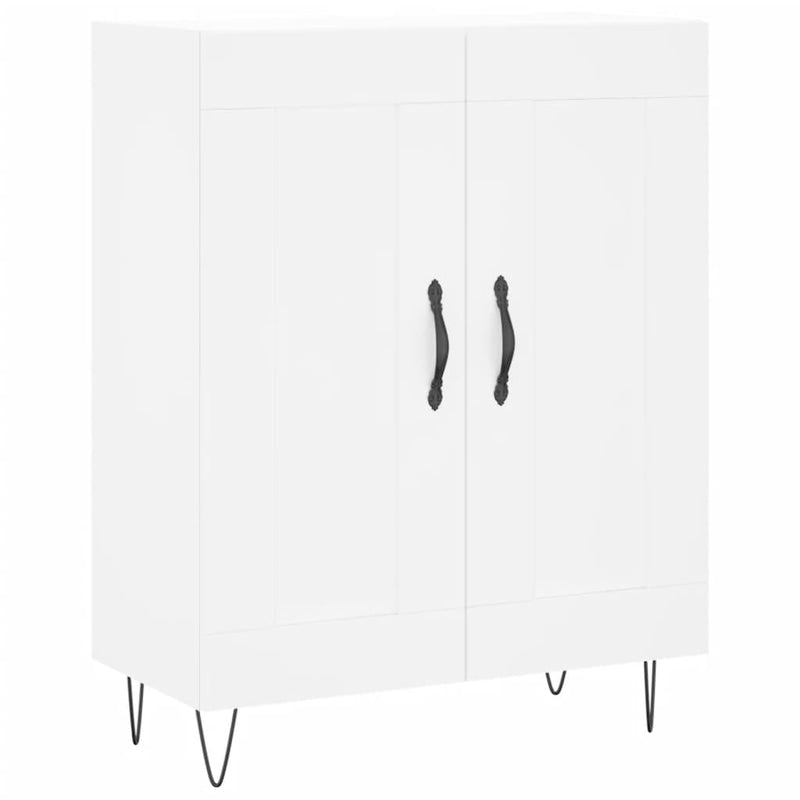 Highboard hvit 69,5x34x180 cm konstruert tre