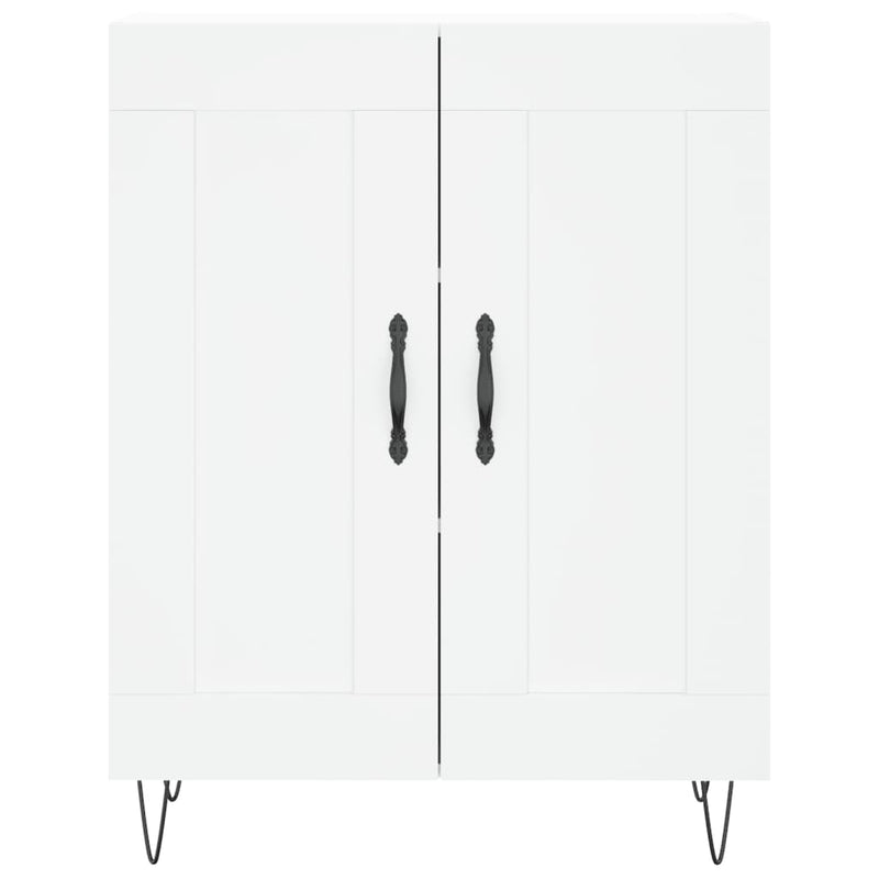 Highboard hvit 69,5x34x180 cm konstruert tre