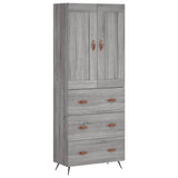 Highboard grå sonoma 69,5x34x180 cm konstruert tre