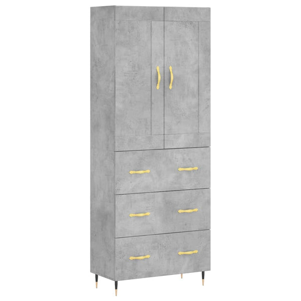 Highboard betong grå 69,5x34x180 cm konstruert tre