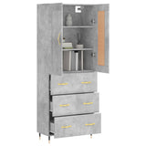 Highboard betong grå 69,5x34x180 cm konstruert tre