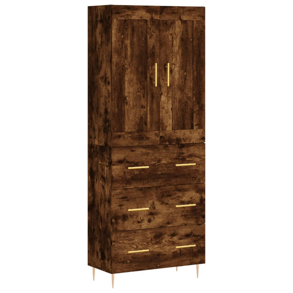 Highboard røkt eik 69,5x34x180 cm konstruert tre