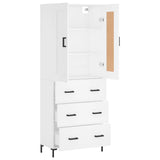 Highboard hvit 69,5x34x180 cm konstruert tre