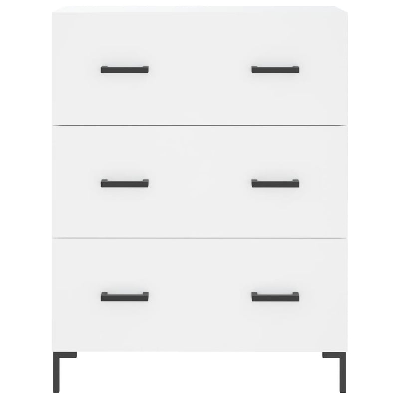 Highboard hvit 69,5x34x180 cm konstruert tre