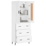 Highboard hvit 69,5x34x180 cm konstruert tre