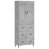 Highboard betong grå 69,5x34x180 cm konstruert tre