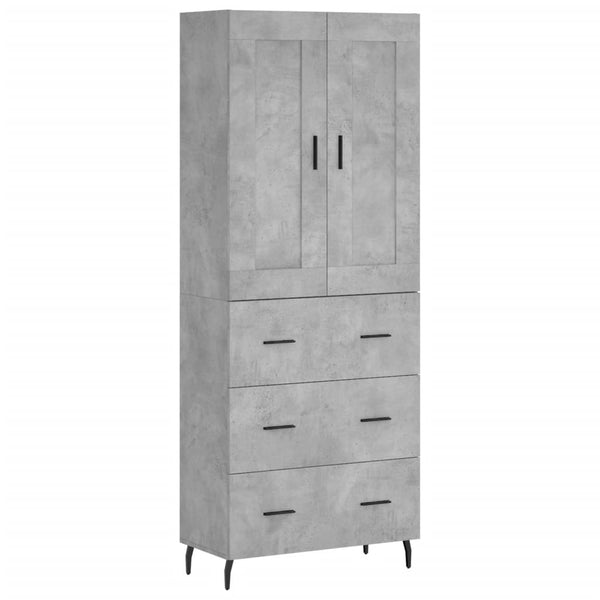 Highboard betong grå 69,5x34x180 cm konstruert tre