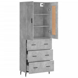 Highboard betong grå 69,5x34x180 cm konstruert tre