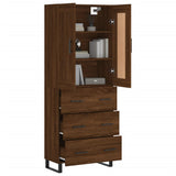 Highboard brun eik 69,5x34x180 cm konstruert tre