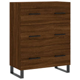 Highboard brun eik 69,5x34x180 cm konstruert tre