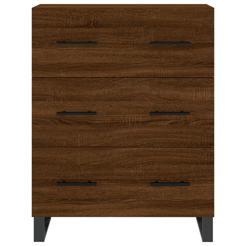 Highboard brun eik 69,5x34x180 cm konstruert tre