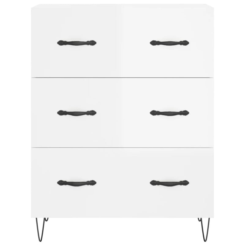 Highboard høyglans hvit 69,5x34x180 cm konstruert tre