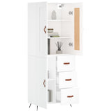 Highboard hvit 69,5x34x180 cm konstruert tre