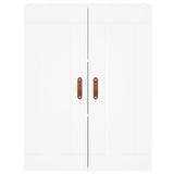 Highboard hvit 69,5x34x180 cm konstruert tre