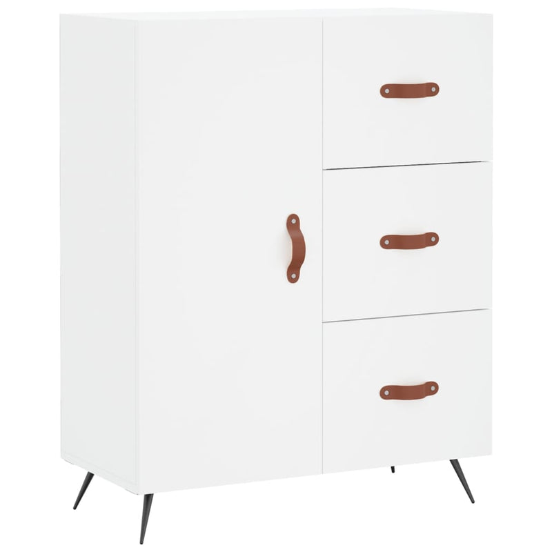 Highboard hvit 69,5x34x180 cm konstruert tre