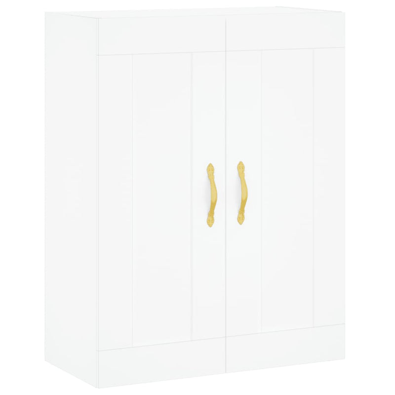 Highboard hvit 69,5x34x180 cm konstruert tre