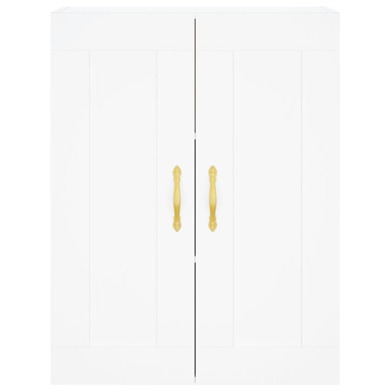 Highboard hvit 69,5x34x180 cm konstruert tre