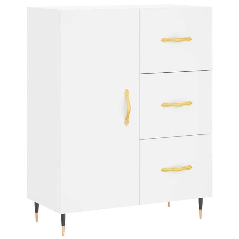 Highboard hvit 69,5x34x180 cm konstruert tre