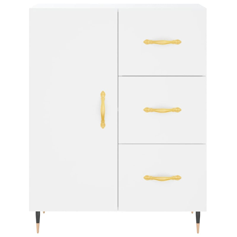 Highboard hvit 69,5x34x180 cm konstruert tre