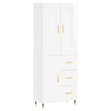 Highboard høyglans hvit 69,5x34x180 cm konstruert tre