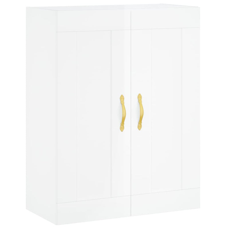 Highboard høyglans hvit 69,5x34x180 cm konstruert tre