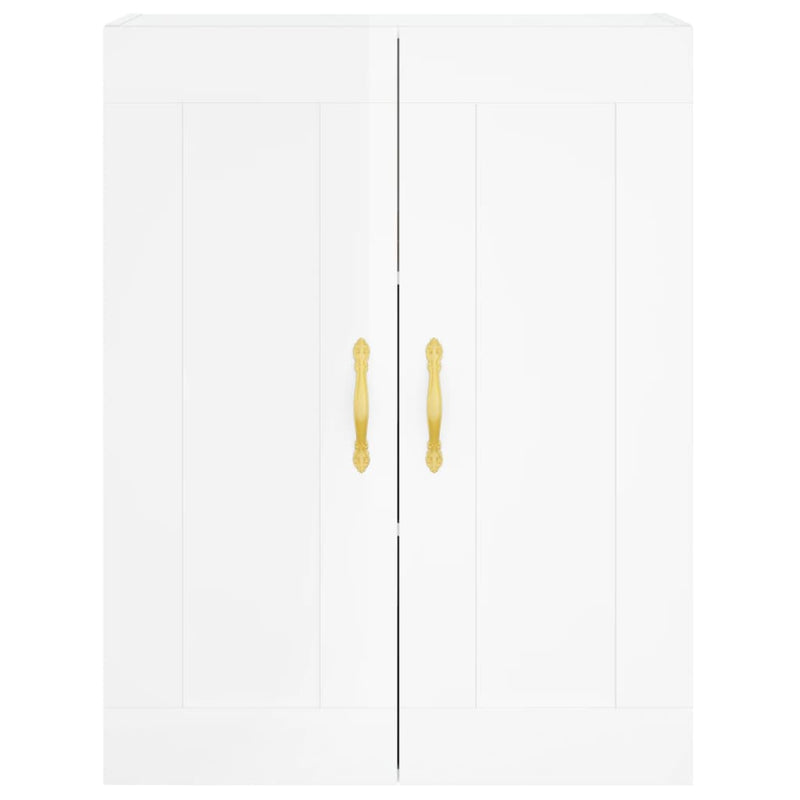 Highboard høyglans hvit 69,5x34x180 cm konstruert tre