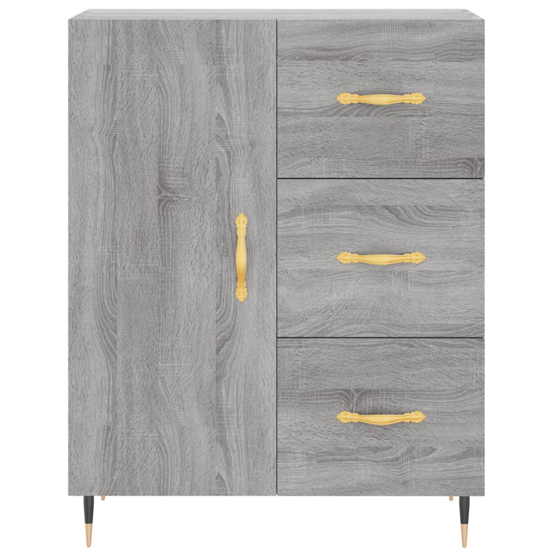 Highboard grå sonoma 69,5x34x180 cm konstruert tre