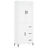 Highboard hvit 69,5x34x180 cm konstruert tre