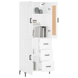 Highboard hvit 69,5x34x180 cm konstruert tre