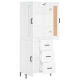 Highboard hvit 69,5x34x180 cm konstruert tre