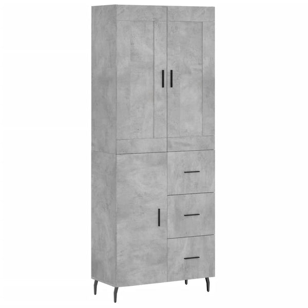 Highboard betong grå 69,5x34x180 cm konstruert tre