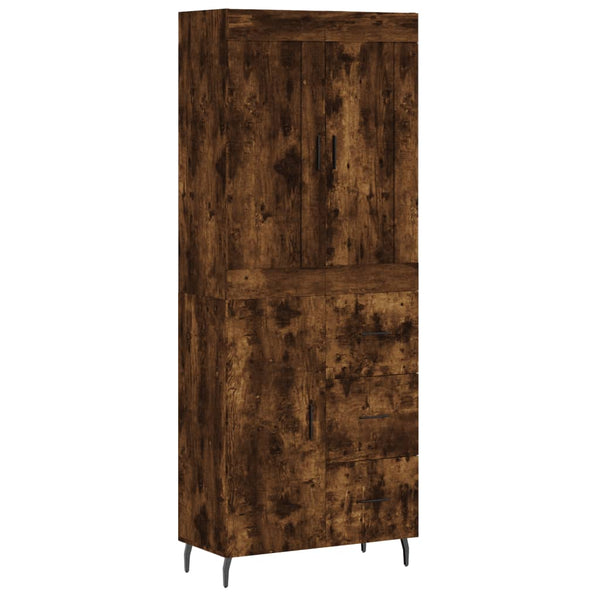 Highboard røkt eik 69,5x34x180 cm konstruert tre