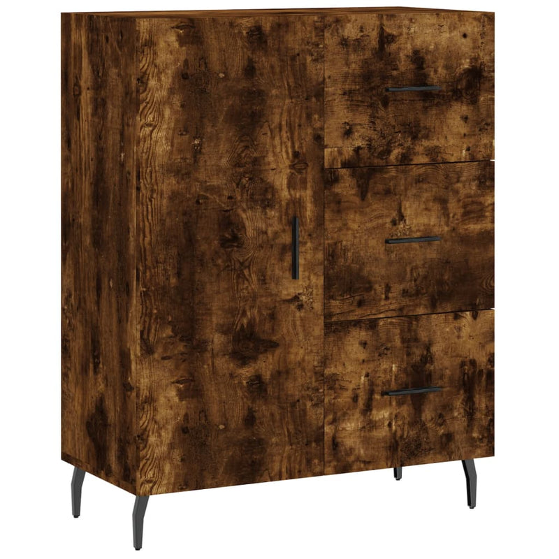 Highboard røkt eik 69,5x34x180 cm konstruert tre