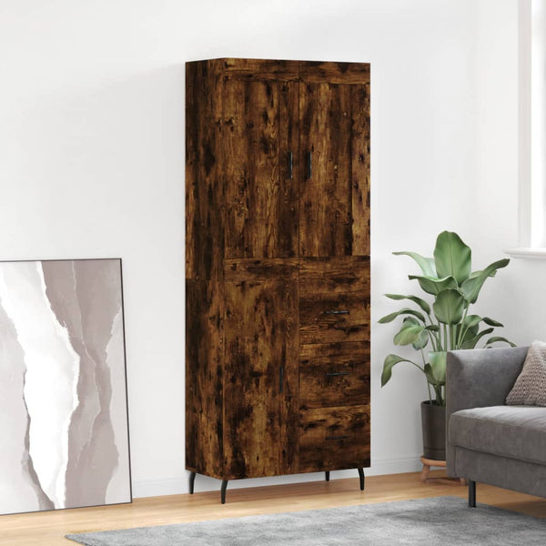 Highboard røkt eik 69,5x34x180 cm konstruert tre