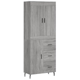 Highboard grå sonoma 69,5x34x180 cm konstruert tre