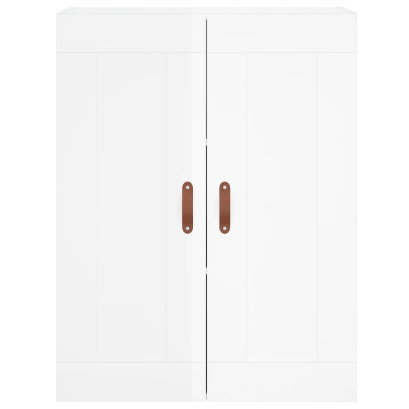 Highboard høyglans hvit 69,5x34x180 cm konstruert tre