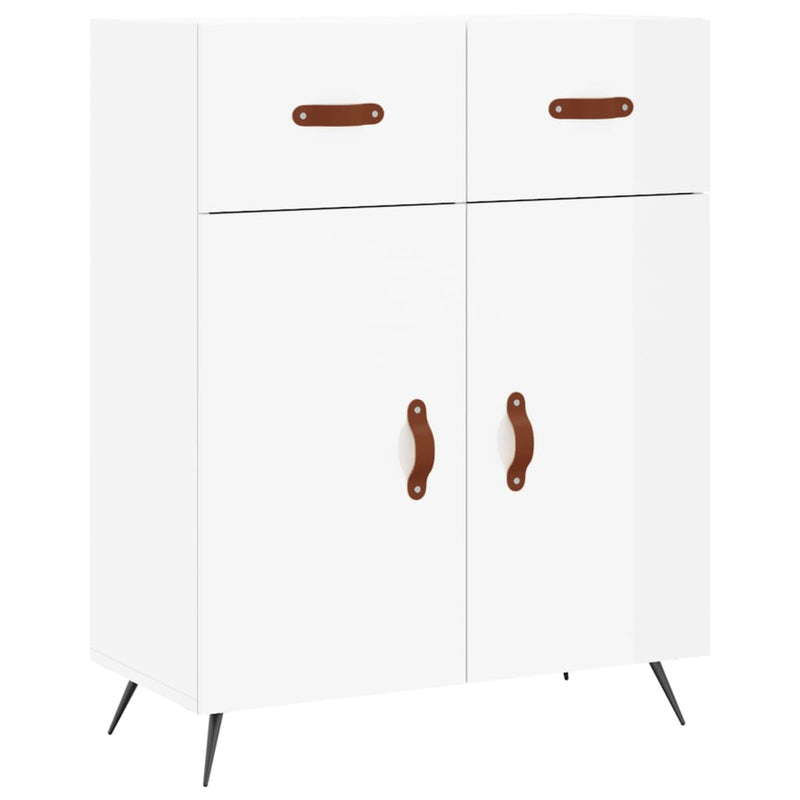 Highboard høyglans hvit 69,5x34x180 cm konstruert tre