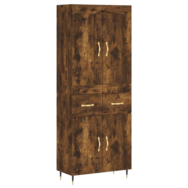 Highboard røkt eik 69,5x34x180 cm konstruert tre