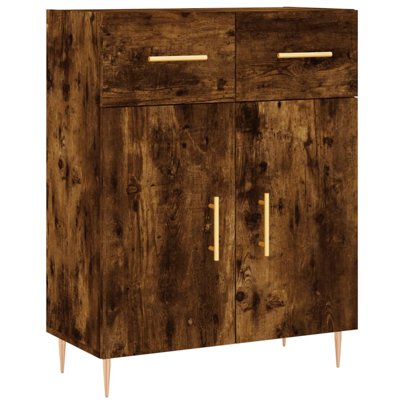 Highboard røkt eik 69,5x34x180 cm konstruert tre