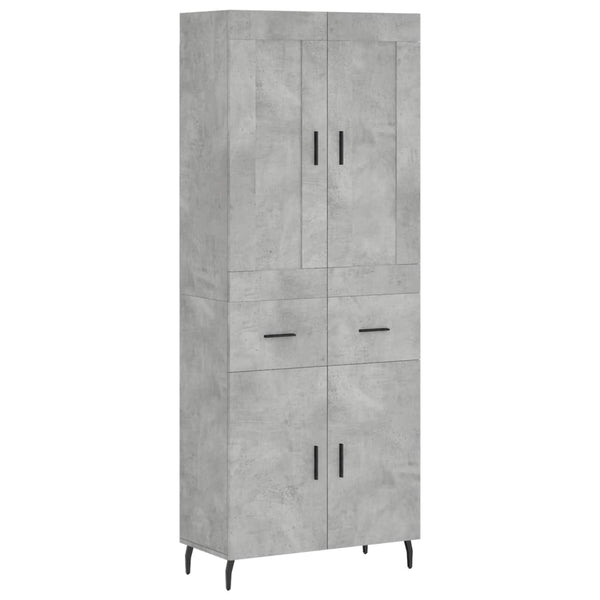 Highboard betong grå 69,5x34x180 cm konstruert tre