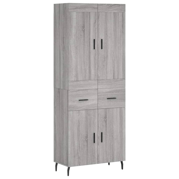 Highboard grå sonoma 69,5x34x180 cm konstruert tre