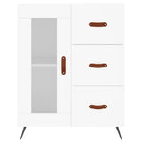 Highboard hvit 69,5x34x180 cm konstruert tre