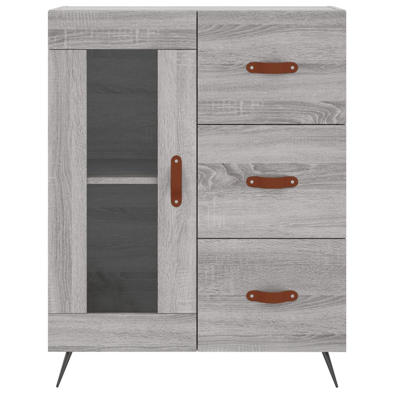 Highboard grå sonoma 69,5x34x180 cm konstruert tre