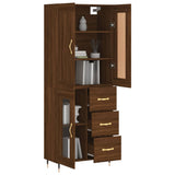 Highboard brun eik 69,5x34x180 cm konstruert tre